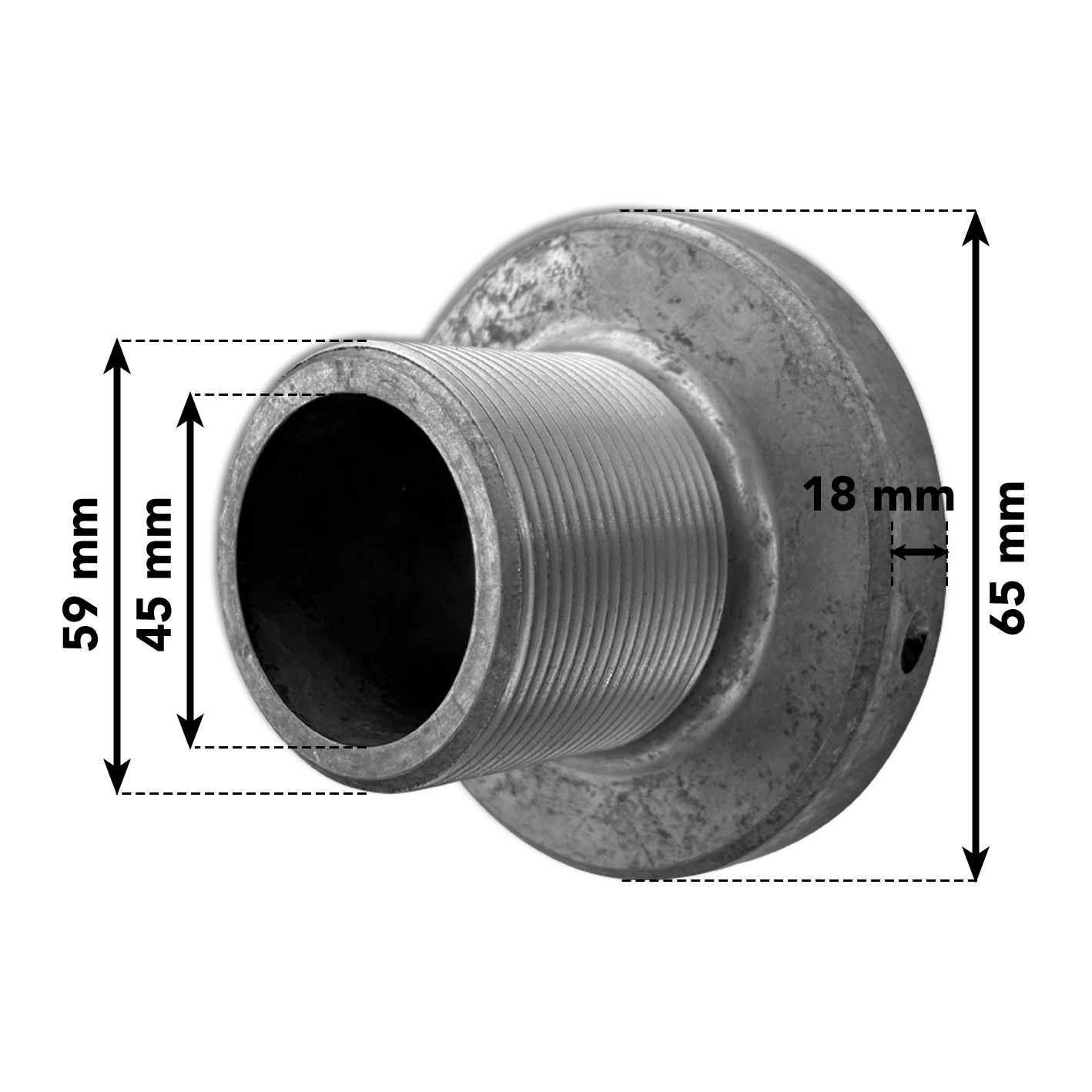 Boden-Dose Alu-Metallguß für Schlauchstecker 50-45 mm
