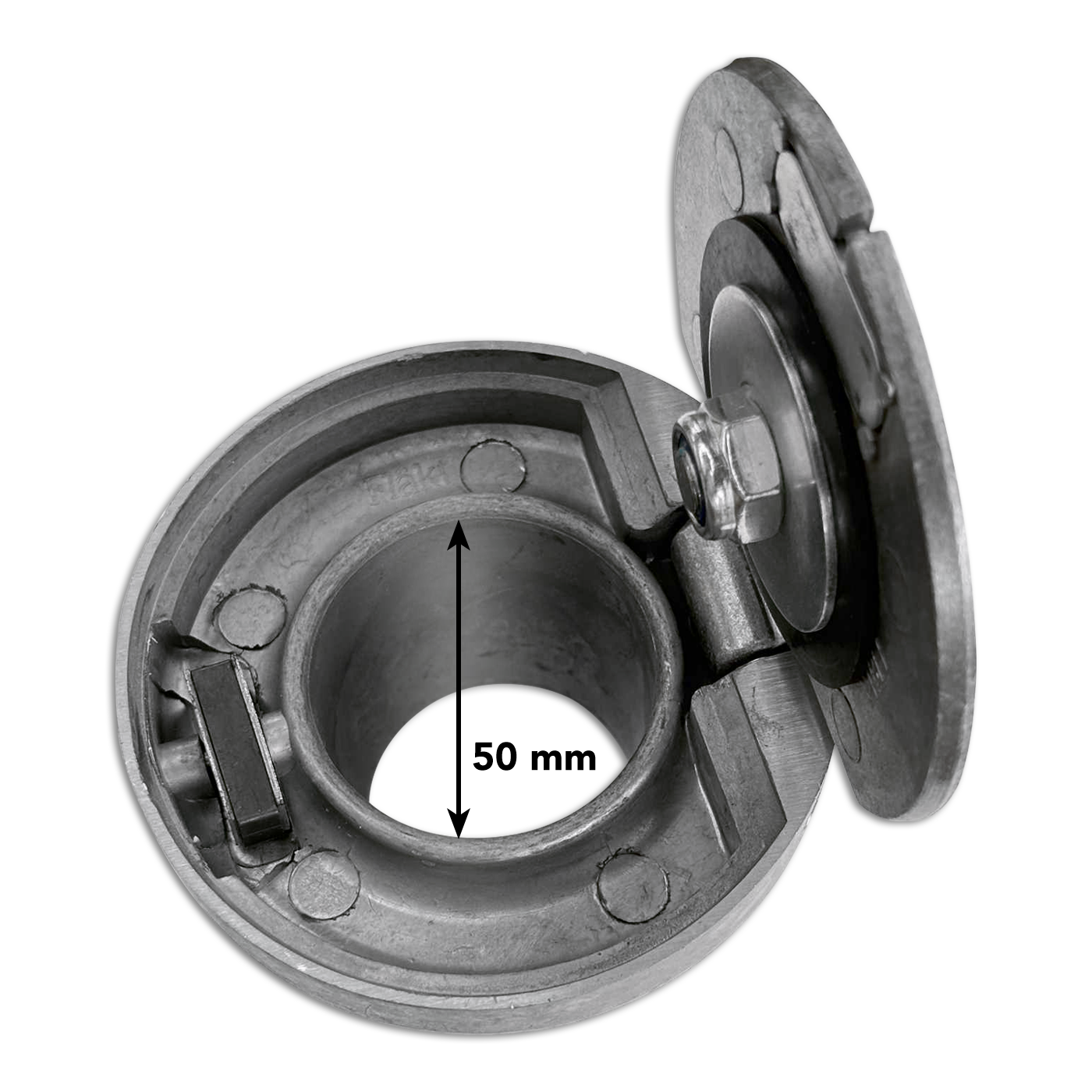 Boden-Dose Alu-Metallguß für Schlauchstecker 50-45 mm