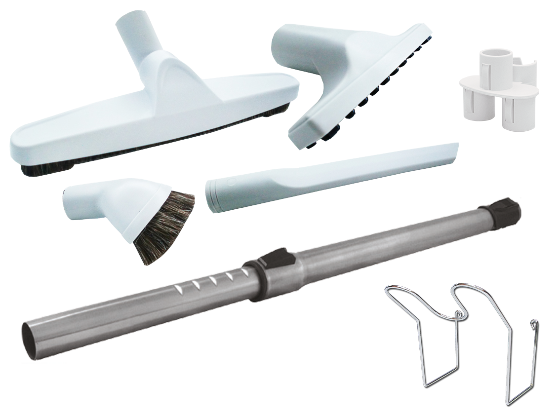 Ein-Aus- Schlauch-Set inkl. Zubehör - Länge 9 m, Griff rot, MIT Standardbodendüse