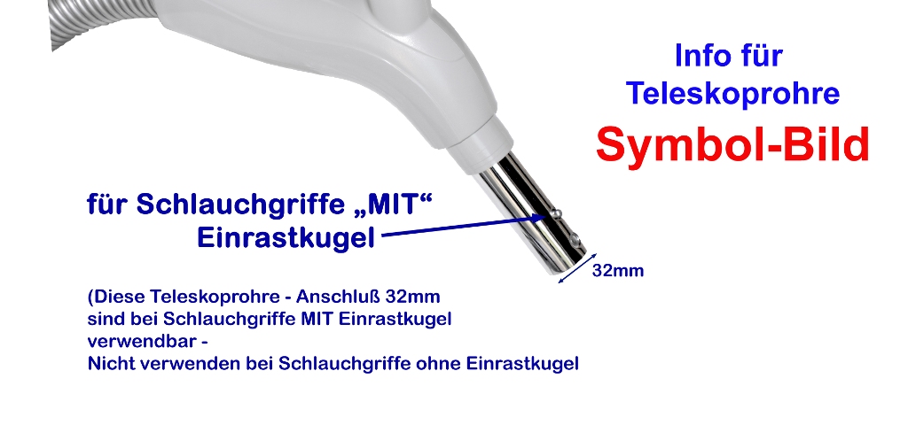 Teleskoprohr aus Edelstahl gebürstet mit Einrastloch u. Bedienplättchen