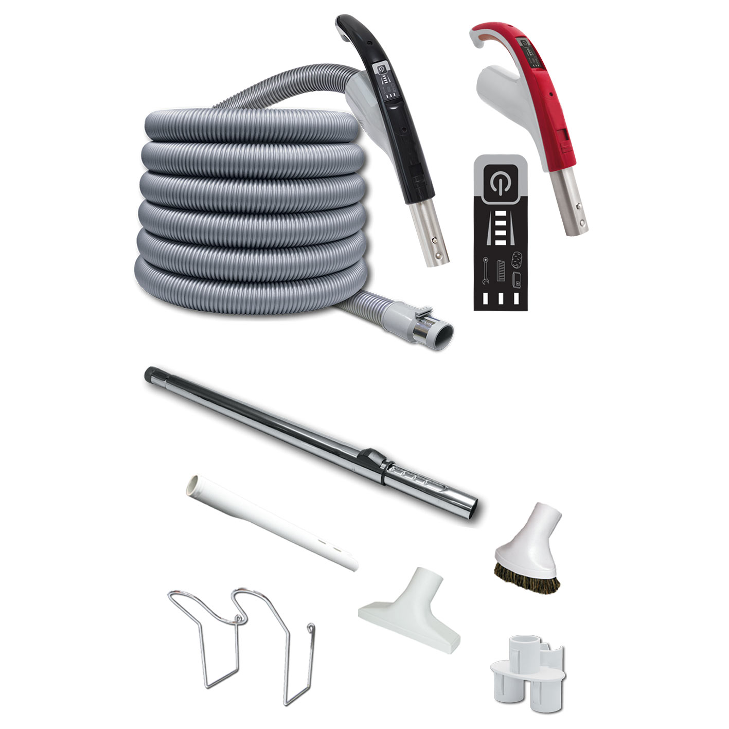 Original Datasync Schlauch-Set 8-tlg. am Griff regelbar, Länge 9 m, OHNE Standardbodendüse, Griff rot