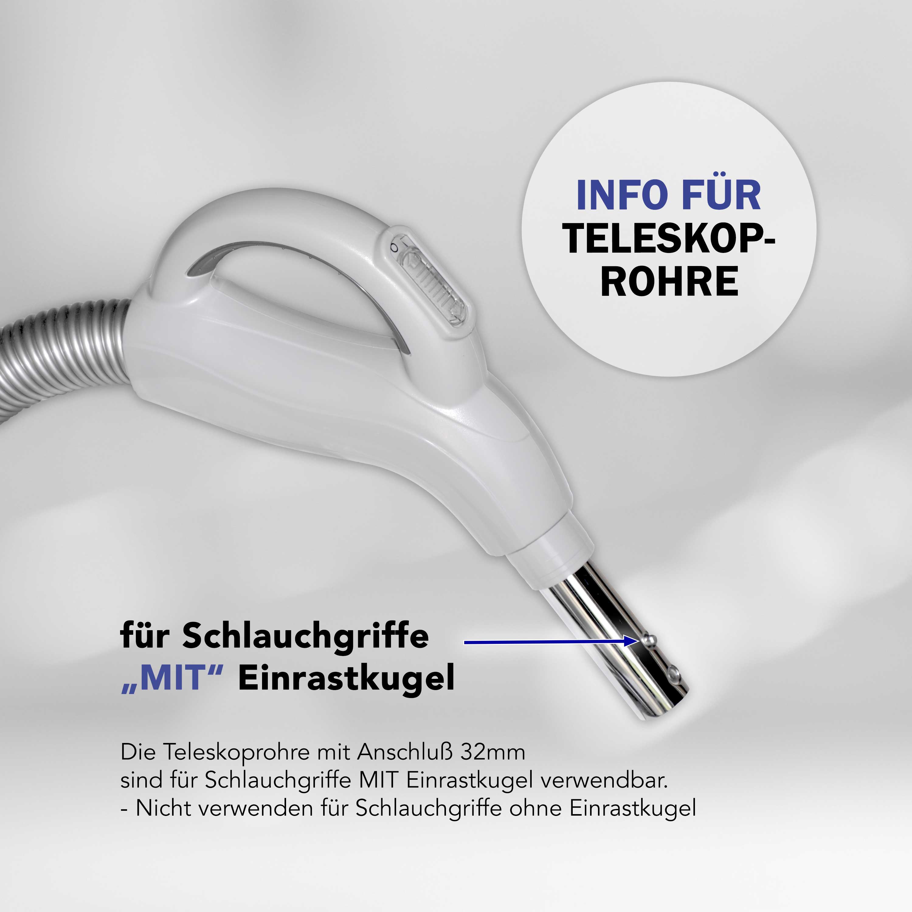 Ersatz-Schlauch-Griff mit Ein-Aus-Schalter  (Griff-Blende grau)